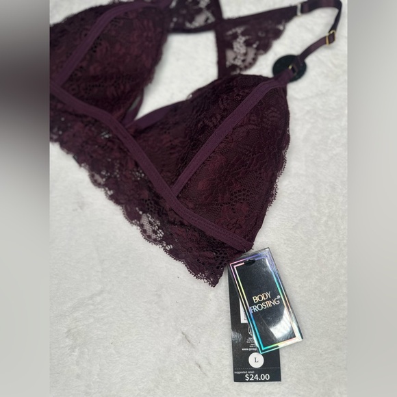 Body Frosting Size Large Padded Lined Back Bralette Color Plum - Picture 2 of 9